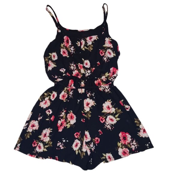 Eye Candy Womens Size Large Romper Black Floral Spaghettii Strap With Sash - Picture 4 of 6